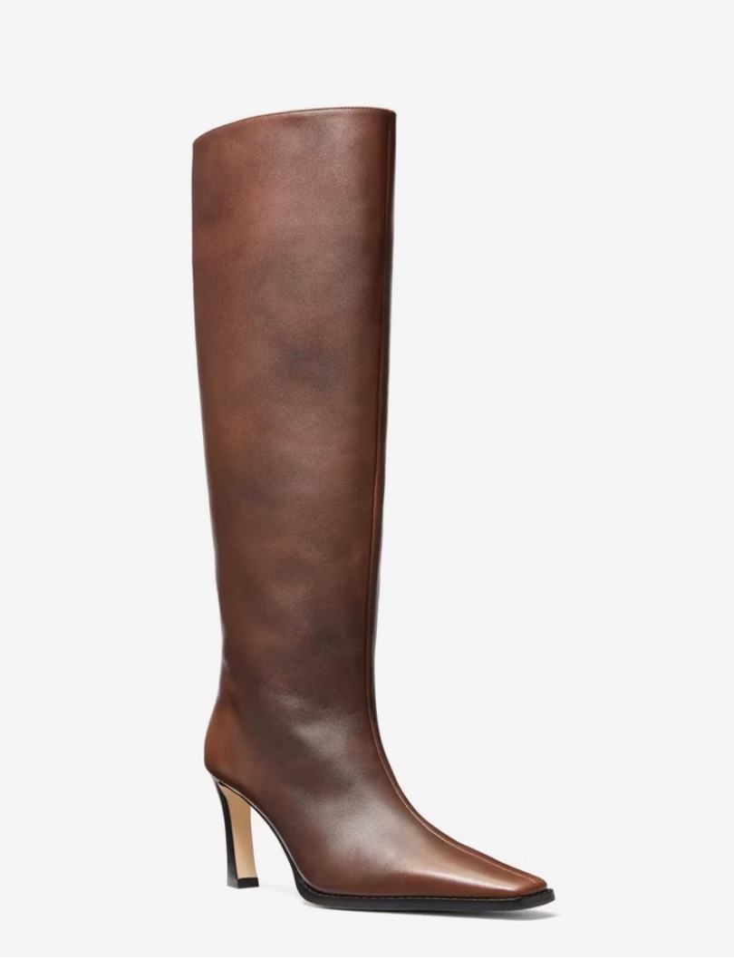 Michael Kors Darrah Brown Leather Knee High Boots